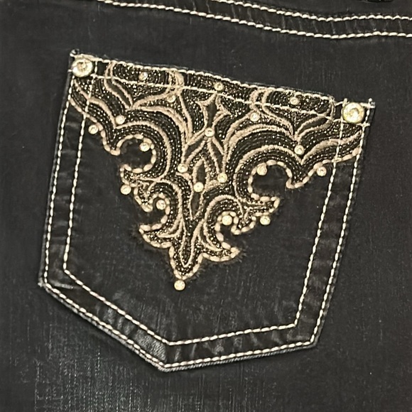 Reba size 12 Rhinestone Studded Dressy Strech Dark Wash boot cut jeans - Picture 5 of 13